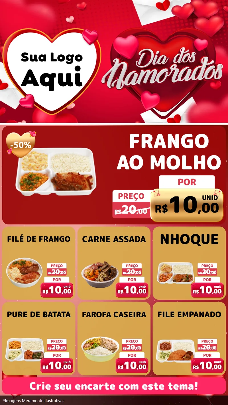 Modelo de Rede Social para Stories com o tema Dia Dos Namorados para Restaurante