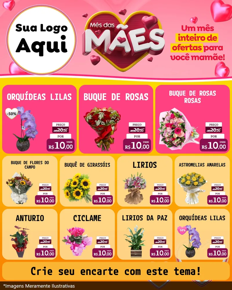Modelo de Rede Social para Feed Instagram com o tema Mês das Mães para Floricultura e jardim