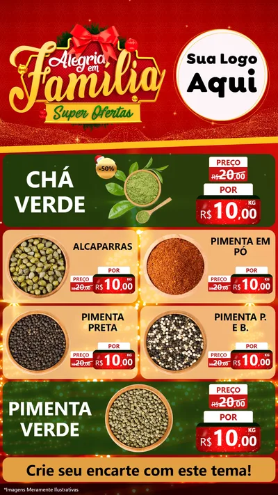 Modelo de TV para TV Vertical com o tema Alegria em Família Super Ofertas - Natal para Produtos Naturais