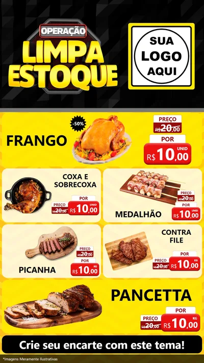 Modelo de TV para TV Vertical com o tema Operação Limpa Estoque para Assados