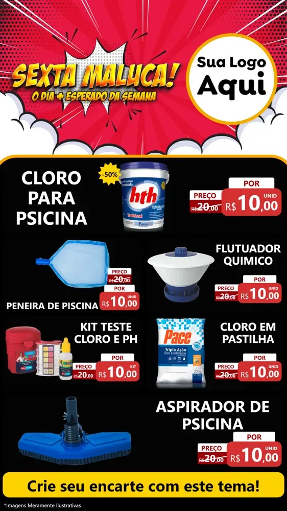 Modelo de TV para TV Vertical com o tema Sexta Maluca! para Produtos para Piscina