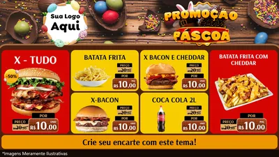 Modelo de TV para TV Horizontal com o tema Promoção Páscoa para Hamburgueria