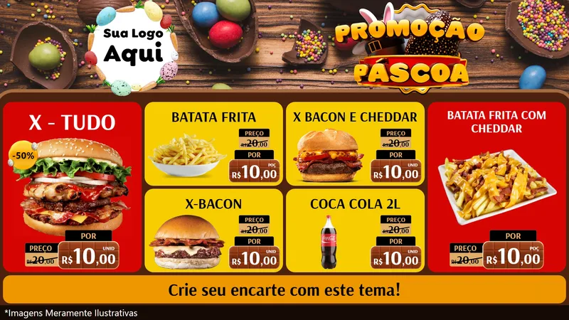 Modelo de TV para TV Horizontal com o tema Promoção Páscoa para Hamburgueria