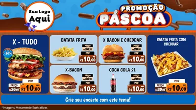 Modelo de TV para TV Horizontal com o tema Promoção Páscoa para Hamburgueria
