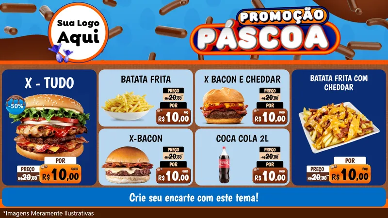 Modelo de TV para TV Horizontal com o tema Promoção Páscoa para Hamburgueria