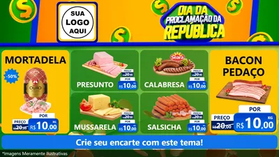 Modelo de TV para TV Horizontal com o tema Dia Da Proclamação da República para Frios e Laticínios