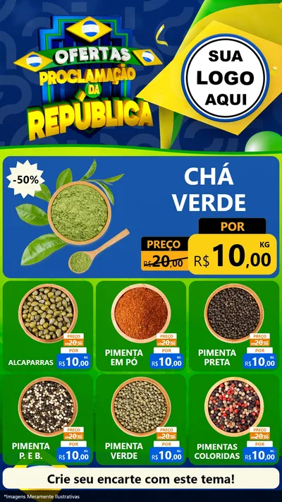 Modelo de Rede Social para Stories com o tema Ofertas Proclamação da República para Produtos Naturais