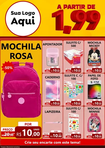 Modelo de Encarte para Encarte A4 Vertical com o tema A Partir de Um e Noventa e Nove - 1,99 para Papelaria