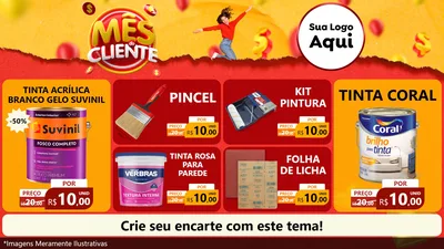 Modelo de TV para TV Horizontal com o tema Mês do Cliente para Tintas e Ferramentas