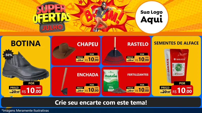 Modelo de TV para TV Horizontal com o tema Super Ofertas Julho para Agropecuária