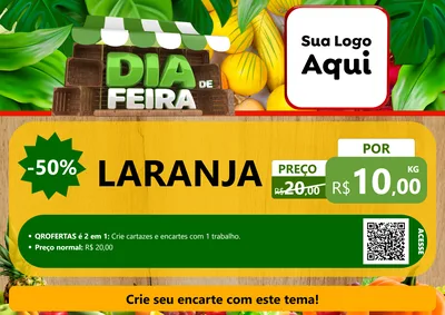 Modelo de Cartaz para Cartaz A4 Horizontal com o tema Dia de Feira para Hortifrúti