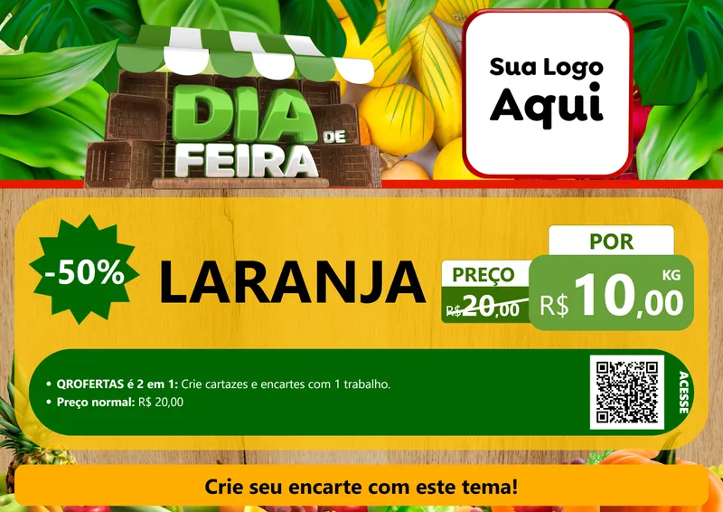 Modelo de Cartaz para Cartaz A4 Horizontal com o tema Dia de Feira para Hortifrúti