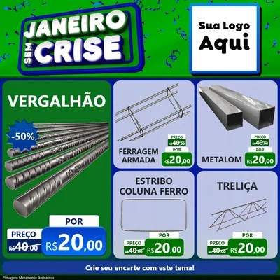Modelo de Rede Social para Feed Facebook com o tema Janeiro Sem Crise para Ferragens