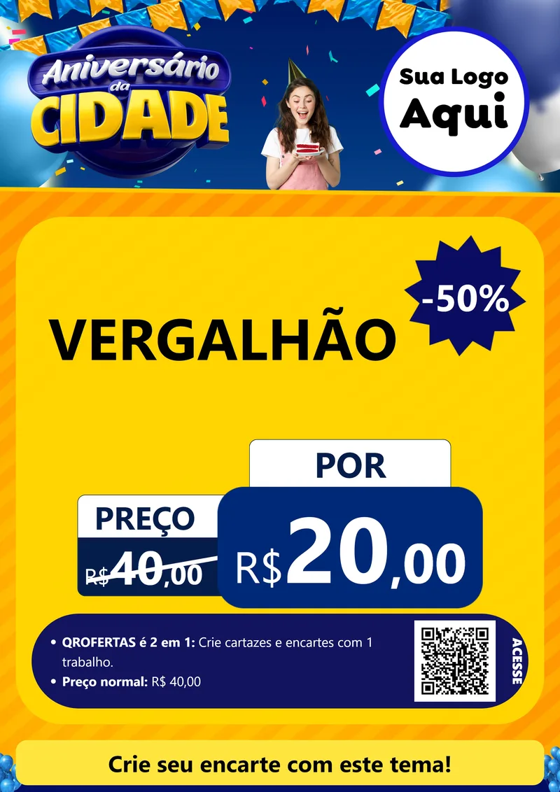 Modelo de Cartaz para Cartaz A4 Vertical com o tema Aniversário da Cidade para Ferragens
