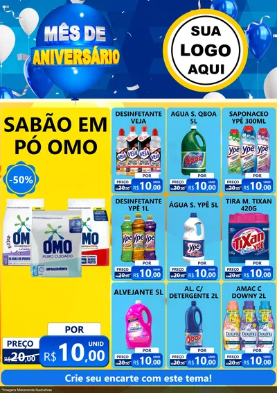 Modelo de Encarte para Encarte A4 Vertical com o tema Mês de Aniversário para Produtos de Limpeza