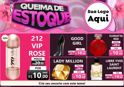 Modelo de Encarte para Encarte A4 Horizontal com o tema Queima de Estoque para Perfumes