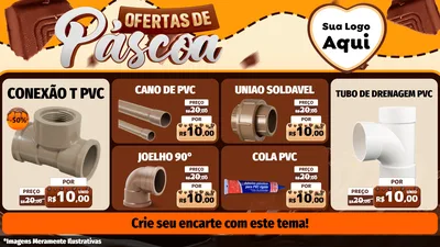 Modelo de TV para TV Horizontal com o tema Ofertas de Páscoa para Tubos e conexões