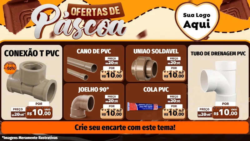 Modelo de TV para TV Horizontal com o tema Ofertas de Páscoa para Tubos e conexões