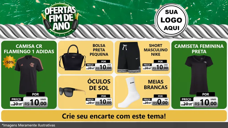 Modelo de TV para TV Horizontal com o tema Ofertas Fim de Ano para Roupas e acessórios