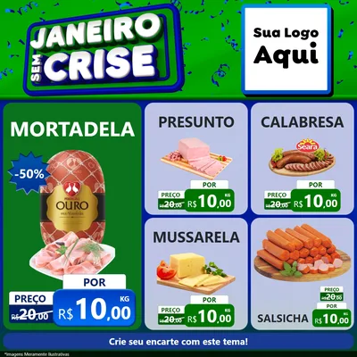 Modelo de Rede Social para Feed Facebook com o tema Janeiro Sem Crise para Frios e Laticínios