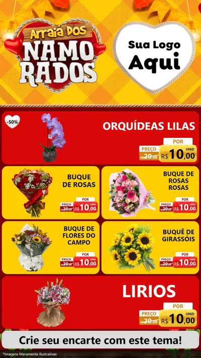 Modelo de TV para TV Vertical com o tema Arraiá dos Namorados para Floricultura e jardim