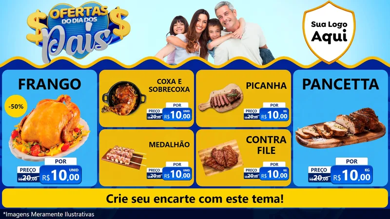 Modelo de TV para TV Horizontal com o tema Ofertas do Dia dos Pais para Assados