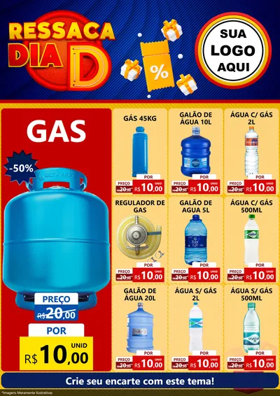 Modelo de Encarte para Encarte A4 Vertical com o tema Ressaca Dia D para Água e gás