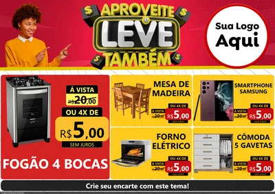 Modelo de Encarte para Encarte A4 Horizontal com o tema Aproveite e Leve Também para Móveis e Eletro