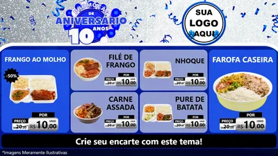 Modelo de TV para TV Horizontal com o tema Promoção de Aniversário - 10 Anos para Restaurante