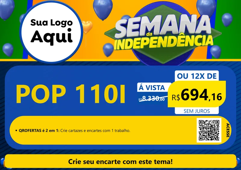 Modelo de Cartaz para Cartaz A4 Horizontal com o tema Semana da Independência para Concessionaria de Motos