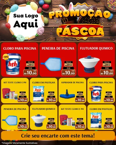 Modelo de Rede Social para Feed Instagram com o tema Promoção Páscoa para Produtos para Piscina