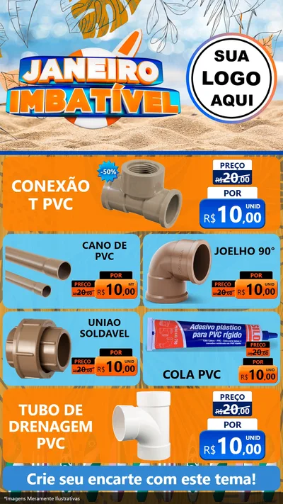 Modelo de TV para TV Vertical com o tema Janeiro Imbatível para Tubos e conexões