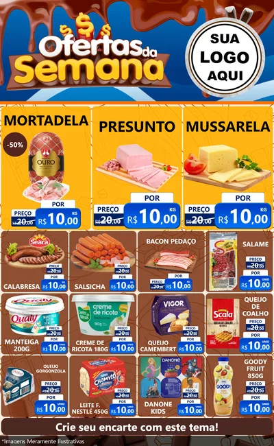 Modelo de Encarte para Encarte Grande com o tema Ofertas da Semana - Páscoa para Frios e Laticínios