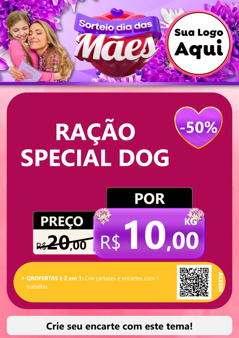 Modelo de Cartaz para Cartaz A4 Vertical com o tema Sorteio Dia das Mães para Pet Shop