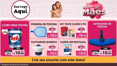 Modelo de TV para TV Horizontal com o tema Super Dia Das Mães para Produtos para Piscina