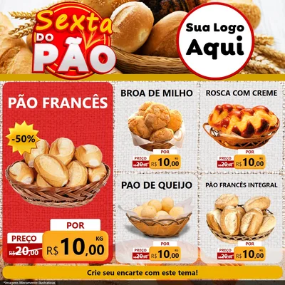 Modelo de Rede Social para Feed Facebook com o tema Sexta do Pão para Padaria