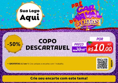 Modelo de Cartaz para Cartaz A4 Horizontal com o tema Pré Carnaval de Ofertas para Embalagens