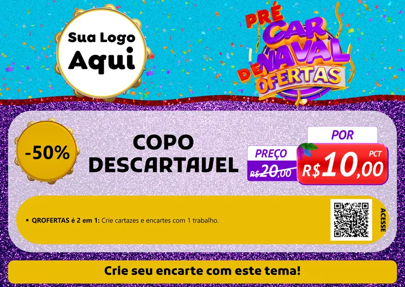 Modelo de Cartaz para Cartaz A4 Horizontal com o tema Pré Carnaval de Ofertas para Embalagens