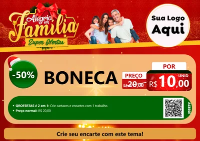 Modelo de Cartaz para Cartaz A4 Horizontal com o tema Alegria em Família Super Ofertas - Natal para Brinquedos