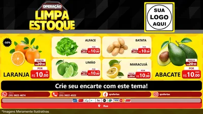 Modelo de TV para TV Horizontal com o tema Operação Limpa Estoque para Hortifrúti