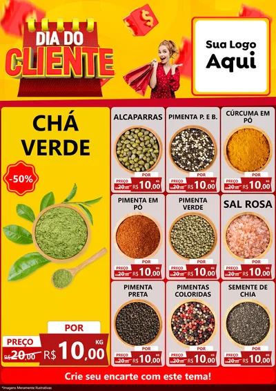 Modelo de Encarte para Encarte A4 Vertical com o tema Dia do Cliente para Produtos Naturais