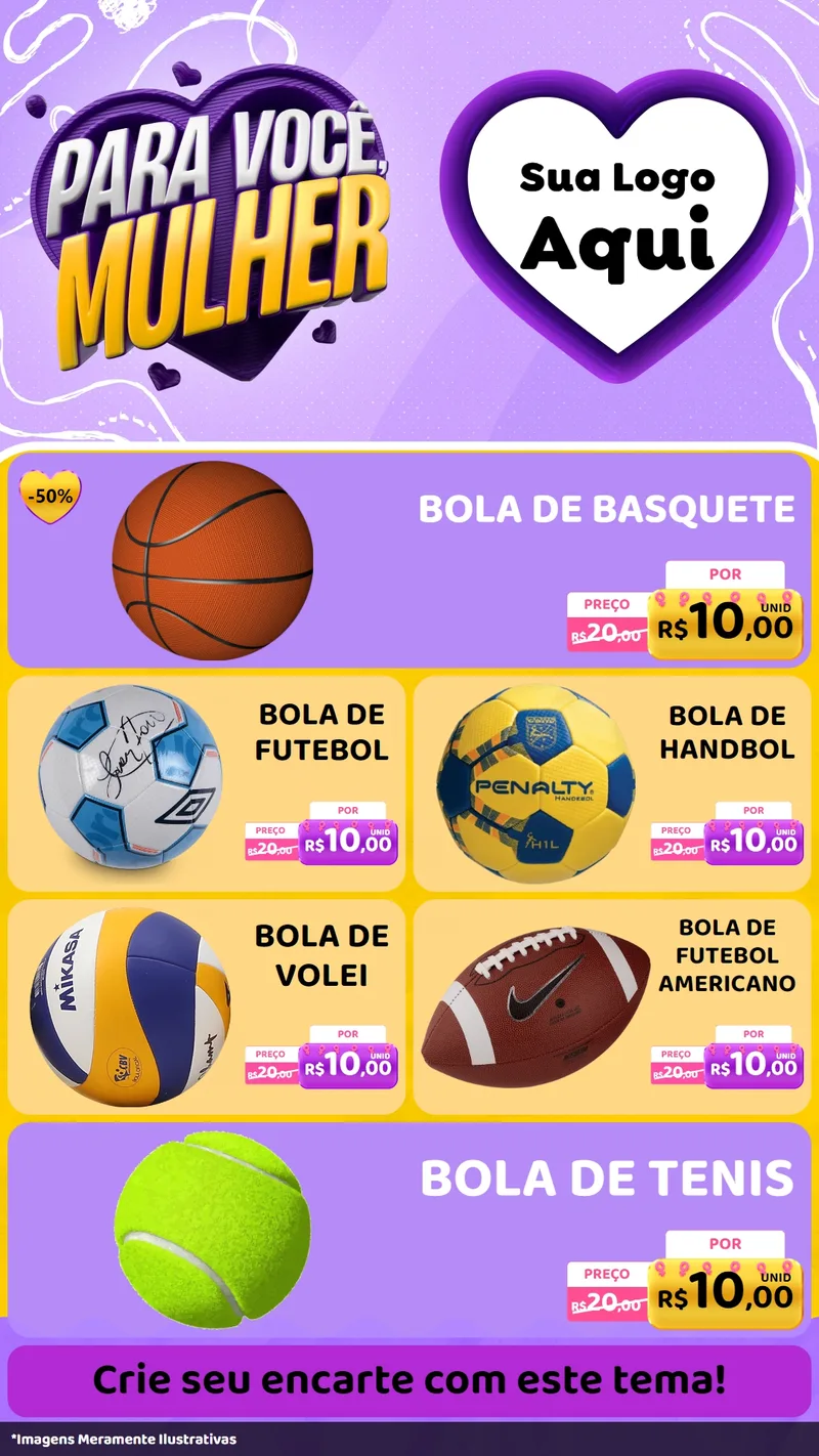 Modelo de TV para TV Vertical com o tema Para Você, Mulher para Artigos Esportivos