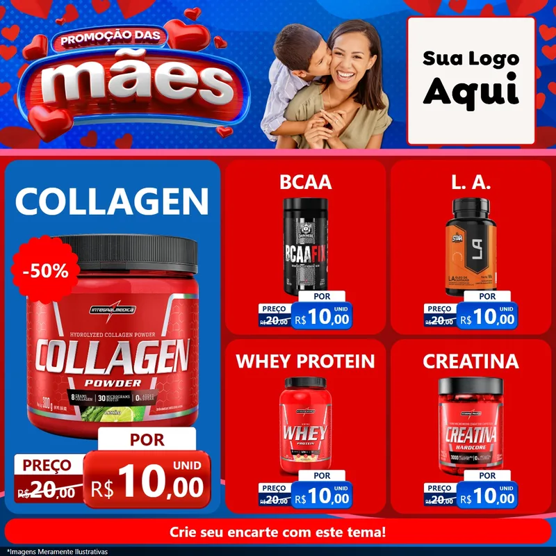 Modelo de Rede Social para Feed Facebook com o tema Promoção das Mães para Suplementos alimentares
