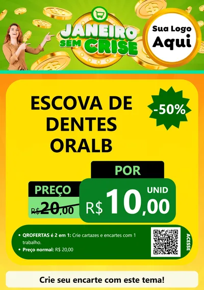 Modelo de Cartaz para Cartaz A4 Vertical com o tema Janeiro Sem Crise para Higiene Pessoal