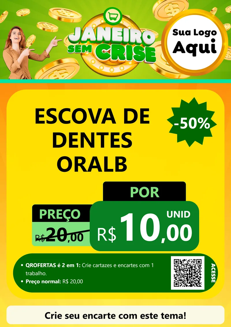 Modelo de Cartaz para Cartaz A4 Vertical com o tema Janeiro Sem Crise para Higiene Pessoal