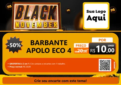 Modelo de Cartaz para Cartaz A4 Horizontal com o tema Black November para Armarinho e Aviamentos