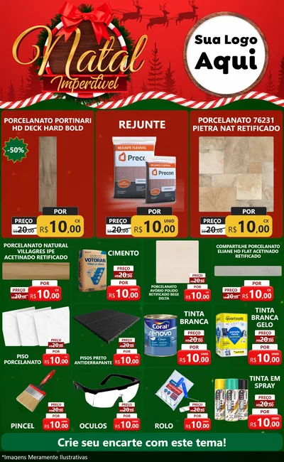 Modelo de Encarte para Encarte Grande com o tema Natal Imperdível para Pisos e revestimentos