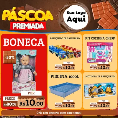 Modelo de Rede Social para Feed Facebook com o tema Páscoa Premiada para Brinquedos