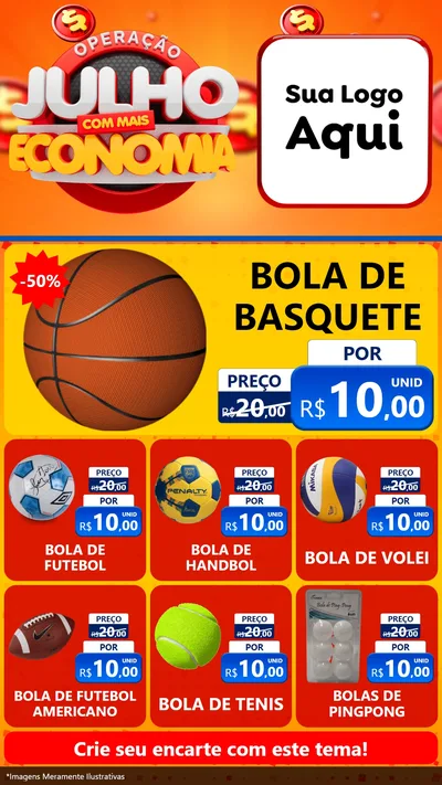 Modelo de Rede Social para Stories com o tema Operação Julho Com Mais Economia para Artigos Esportivos