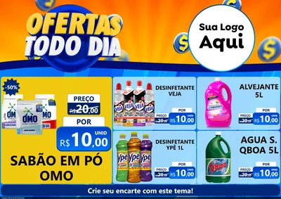 Modelo de Encarte para Encarte A4 Horizontal com o tema Ofertas Todo Dia para Produtos de Limpeza